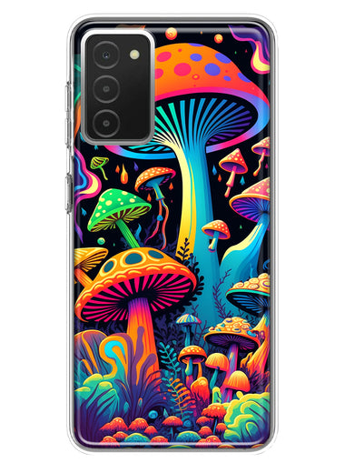 Samsung Galaxy A03S Neon Rainbow Psychedelic Indie Hippie Mushrooms Hybrid Protective Phone Case Cover