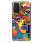 Samsung Galaxy A03S Neon Rainbow Psychedelic Hippie One Eye Pop Art Hybrid Protective Phone Case Cover