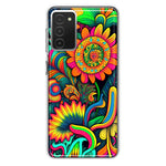 Samsung Galaxy A03S Neon Rainbow Psychedelic Indie Hippie Sunflowers Hybrid Protective Phone Case Cover
