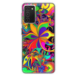 Samsung Galaxy A03S Neon Rainbow Psychedelic Hippie Wild Flowers Hybrid Protective Phone Case Cover