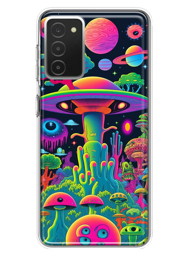 Samsung Galaxy A03S Neon Rainbow Psychedelic UFO Alien Planet Hybrid Protective Phone Case Cover