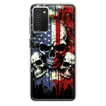 Samsung Galaxy A03S American USA Flag Skulls Blue Red Double Layer Phone Case Cover