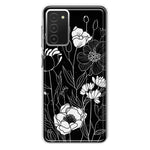 Samsung Galaxy A03S Line Drawing Art White Floral Flowers Hybrid Protective Phone Case Cover