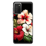 Samsung Galaxy A03S Pink Red Hibiscus Wild Flowers Floral Hybrid Protective Phone Case Cover