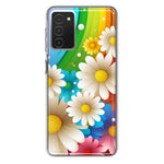Samsung Galaxy A03S Colorful Rainbow Daisies Blue Pink White Green Double Layer Phone Case Cover