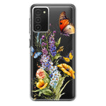 Samsung Galaxy A03S Yellow Purple Spring Flowers Butterflies Floral Hybrid Protective Phone Case Cover