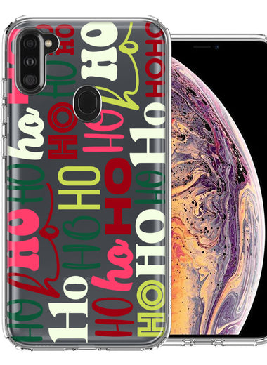 Samsung Galaxy A11 Christmas Santa Ho Ho Ho textagraphy Festive Holiday Double Layer Phone Case Cover