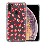Samsung Galaxy A11 Christmas Winter Red White Peppermint Candies Swirls Candycanes Design Double Layer Phone Case Cover