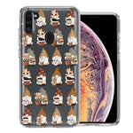 Samsung Galaxy A11 Cute Morning Coffee Lovers Gnomes Characters Drip Iced Latte Americano Espresso Brown Double Layer Phone Case Cover