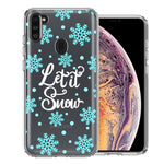 Samsung Galaxy A11 Christmas Holiday Let It Snow Winter Blue Snowflakes Design Double Layer Phone Case Cover