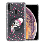 Samsung Galaxy A11 Pink Dead Valentine Skull Frap Hearts If I had Feelings They'd Be For You Love Double Layer Phone Case Cover