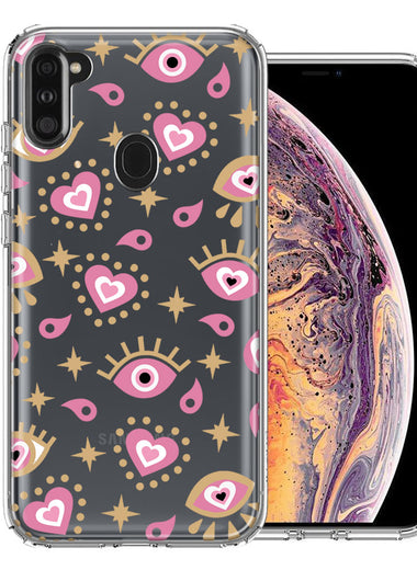 Samsung Galaxy A11 Pink Evil Eye Lucky Love Law Of Attraction Design Double Layer Phone Case Cover