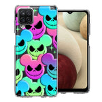 Samsung Galaxy A12 Bright Rainbow Nightmare Skulls Spooky Season Halloween Design Double Layer Phone Case Cover