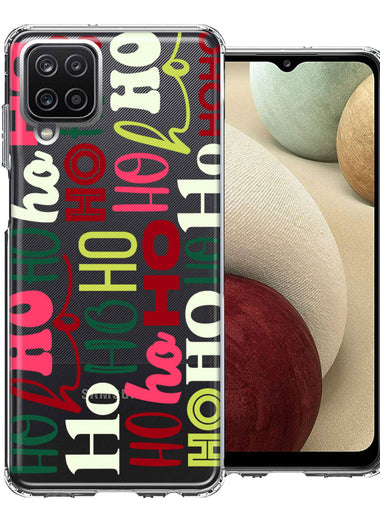 Samsung Galaxy A12 Christmas Santa Ho Ho Ho textagraphy Festive Holiday Double Layer Phone Case Cover