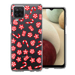 Samsung Galaxy A12 Christmas Winter Red White Peppermint Candies Swirls Candycanes Design Double Layer Phone Case Cover