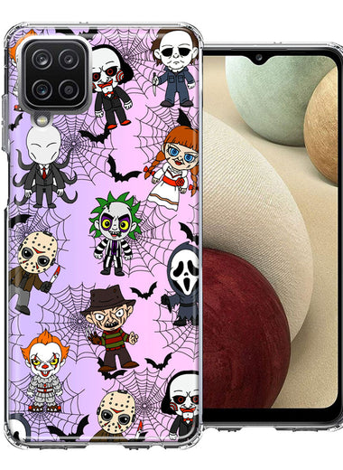 Samsung Galaxy A12 Classic Haunted Horror Halloween Nightmare Characters Spider Webs Design Double Layer Phone Case Cover