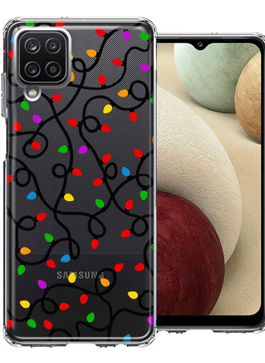 Samsung Galaxy A12 Colorful Nostalgic Vintage Christmas Holiday Winter String Lights Design Double Layer Phone Case Cover