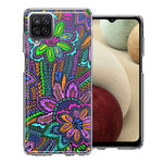 Samsung Galaxy A12 Colorful Summer Flowers Doodle Art Design Double Layer Phone Case Cover