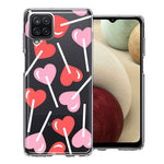 Samsung Galaxy A12 Heart Suckers Lollipop Valentines Day Candy Lovers Double Layer Phone Case Cover