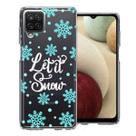 Samsung Galaxy A12 Christmas Holiday Let It Snow Winter Blue Snowflakes Design Double Layer Phone Case Cover