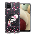 Samsung Galaxy A12 Pink Dead Valentine Skull Frap Hearts If I had Feelings They'd Be For You Love Double Layer Phone Case Cover