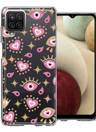 Samsung Galaxy A12 Pink Evil Eye Lucky Love Law Of Attraction Design Double Layer Phone Case Cover