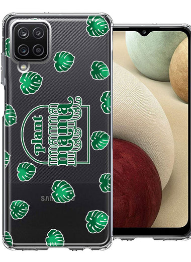 Samsung Galaxy A12 Plant Mama Houseplant Lover Monstera Tropical Leaf Green Design Double Layer Phone Case Cover