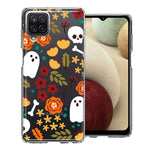 Samsung Galaxy A12 Spooky Season Fall Autumn Flowers Ghosts Skulls Halloween Double Layer Phone Case Cover