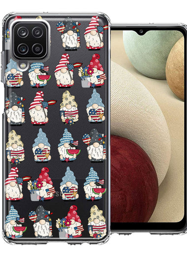 Samsung Galaxy A12 USA Fourth Of July American Summer Cute Gnomes Patriotic Parade Double Layer Phone Case Cover