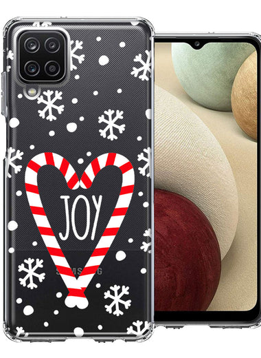 Samsung Galaxy A12 Winter Joy Snow Peppermint Candy Cane Heart Festive Christmas Double Layer Phone Case Cover