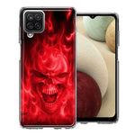 Samsung Galaxy A12 Red Flaming Skull Double Layer Phone Case Cover