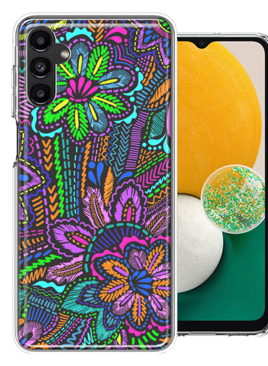 Samsung Galaxy A13 Colorful Summer Flowers Doodle Art Design Double Layer Phone Case Cover