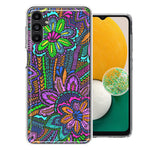 Samsung Galaxy A13 Colorful Summer Flowers Doodle Art Design Double Layer Phone Case Cover