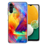 Samsung Galaxy A13 Colorful Feather Paint Double Layer Phone Case Cover