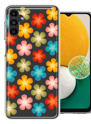 Samsung Galaxy A13 Groovy Gradient Retro Color Flowers Double Layer Phone Case Cover