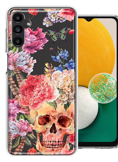 For Samsung Galaxy A13 Indie Spring Peace Skull Feathers Floral Butterfly Flowers Phone Case Cover