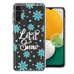 Samsung Galaxy A13 Christmas Holiday Let It Snow Winter Blue Snowflakes Design Double Layer Phone Case Cover