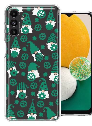 Samsung Galaxy A13 Lucky Green St Patricks Day Cute Gnomes Shamrock Polkadots Double Layer Phone Case Cover