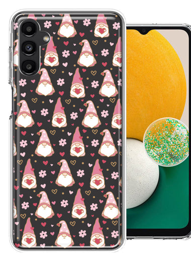 Samsung Galaxy A13 Pink Blush Valentines Day Flower Hearts Gnome Characters Cute Double Layer Phone Case Cover