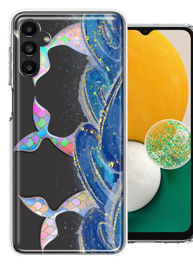 Samsung Galaxy A13 Rainbow Mermaid Tails Scales Ocean Waves Beach Girls Summer Double Layer Phone Case Cover