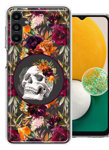 Samsung Galaxy A13 Romance Is Dead Valentines Day Halloween Skull Floral Autumn Flowers Double Layer Phone Case Cover