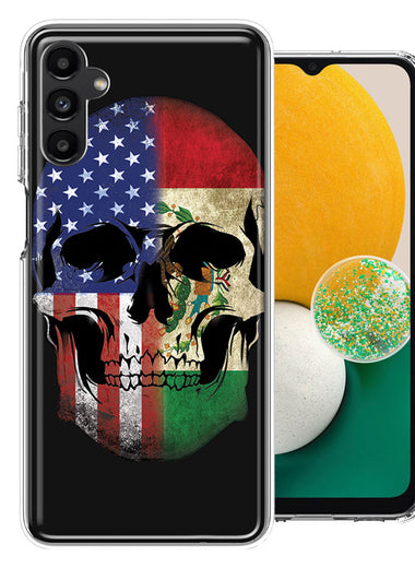 Samsung Galaxy A13 US Mexico Flag Skull Double Layer Phone Case Cover