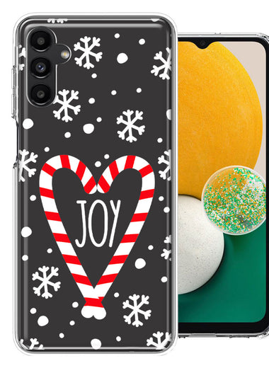 Samsung Galaxy A13 Winter Joy Snow Peppermint Candy Cane Heart Festive Christmas Double Layer Phone Case Cover