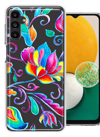 For Samsung Galaxy A13 Bright Colors Rainbow Water Lilly Floral Phone Case Cover