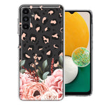 For Samsung Galaxy A13 Classy Blush Peach Peony Rose Flowers Leopard Phone Case Cover