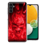 Samsung Galaxy A13 Red Flaming Skull Double Layer Phone Case Cover
