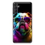 Samsung Galaxy A13 Neon Rainbow Glow Bulldog Hybrid Protective Phone Case Cover