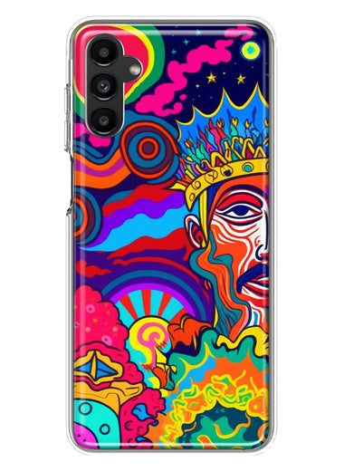 Samsung Galaxy A13 Neon Rainbow Psychedelic Indie Hippie Indie King Hybrid Protective Phone Case Cover