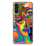 Samsung Galaxy A13 Neon Rainbow Psychedelic Hippie One Eye Pop Art Hybrid Protective Phone Case Cover