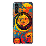 Samsung Galaxy A54 5G Neon Rainbow Psychedelic Indie Hippie Sun Moon Hybrid Protective Phone Case Cover